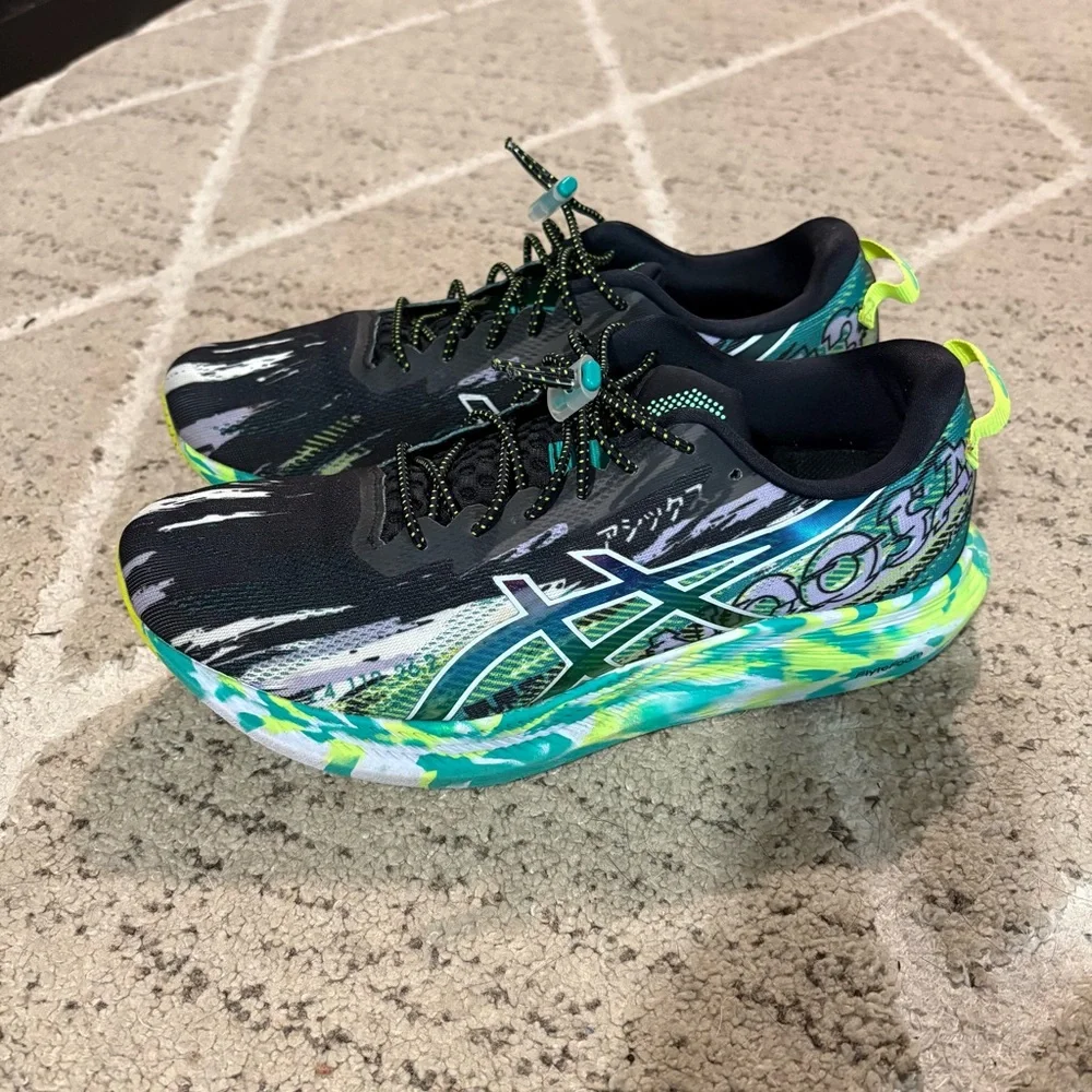 ASICS Womens Noosa Tri 13 Black Green Multicolor Running Shoes Sneakers Size 10 - Picture 1 of 9